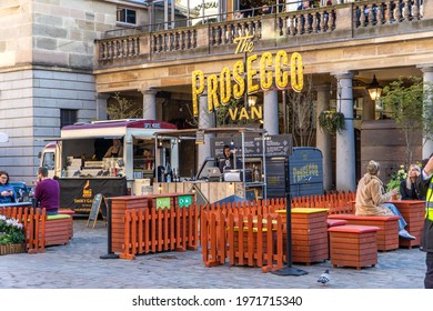 London, UK - 6 May 2021: Pop Up Prosecco Van Alfresco Bar In Covent Garden