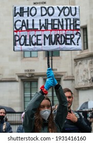 London, UK. 6th June 2020. Anti-racism Campaigner Holding Sign, At The Black Lives Matter Demonstration In London, In Protest Of The Death Of Black American George Floyd By US Police In Minneapolis.