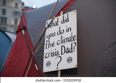 London, UK - 7 October 2019: Manifest Against The Climate Change Crisis