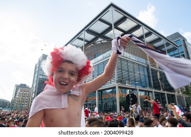 London, UK. 7th July, 2021. England fans excited before the UEFA Euro 2020 Semi-Final match between England and Demark at Wembley Stadium. Michael Tubi  Alamy Live News