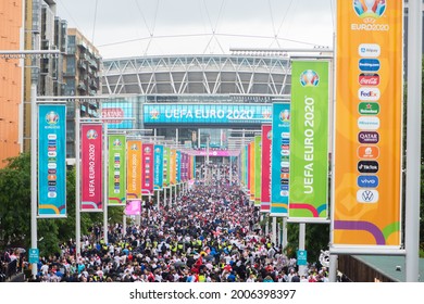 London, UK. 7th July 2021. General view outside the stadium ahead of UEFA Euro 2020 Championship Final match between England and Italy at Wembley Stadium. 