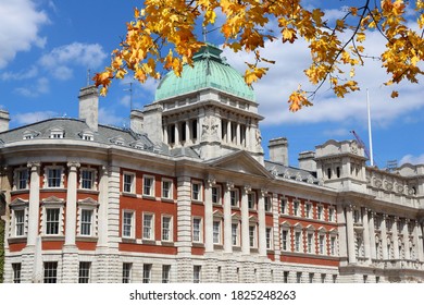 London, UK - Admiralty House. One Of Whitehall Government Buildings. Autumn Leaves.