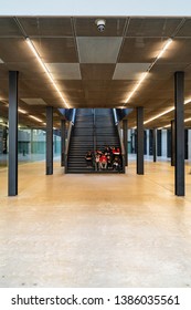 LONDON, UK - APRIL 1, 2019: People In Interior Of Tate Modern Turbine Hall In London