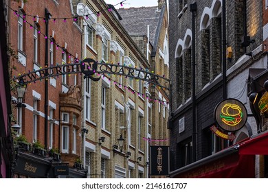 LONDON, UK - APRIL 13, 2022:  Sign For Newburgh Quarter Shopping Area In Soho