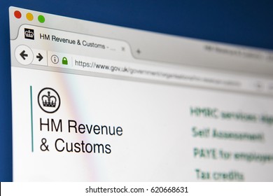 LONDON, UK - APRIL 13TH 2017: The Homepage Of The Official UK Government Website For HM Revenue And Customs , On 13th April 2017.