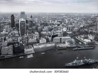 LONDON, UK - APRIL 15, 2015: City Of London Panorama, Office And Banking District Arial View