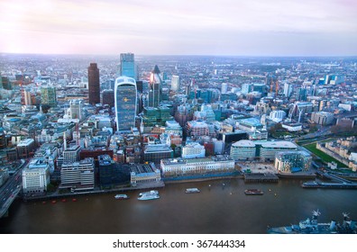 LONDON, UK - APRIL 15, 2015: City Of London Panorama, Office And Banking District Arial View