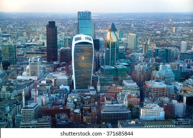 LONDON, UK - APRIL 15, 2015: City Of London Panorama, Office And Banking District Arial View