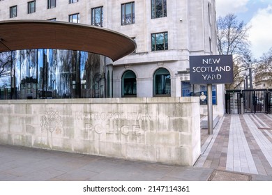 London, UK - April 2 2022: New Scotland Yard Police Headquarters In Westminster, London