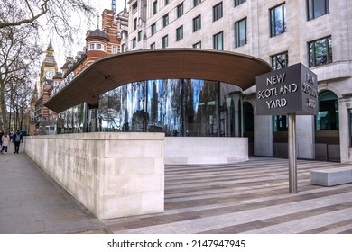 London, UK - April 2 2022: New Scotland Yard Police Headquarters In Westminster, London