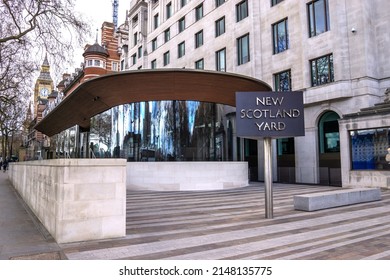 London, UK - April 2 2022: New Scotland Yard Police Headquarters In Westminster, London