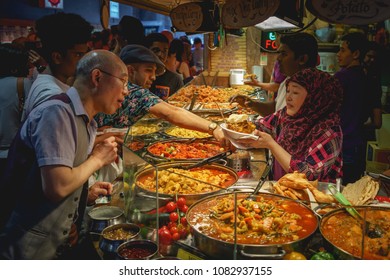 London, UK - April, 2018. Asian Street Food Stall In Camden Market.