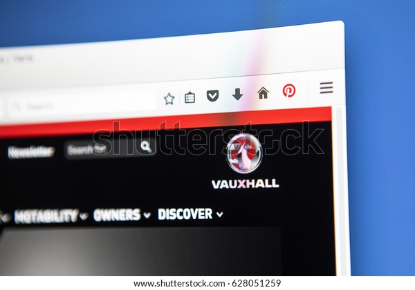 LONDON, UK - APRIL 25TH 2017: The homepage of the\
official website for Vauxhall, the automobile manufacturer, on 25th\
April 2017.