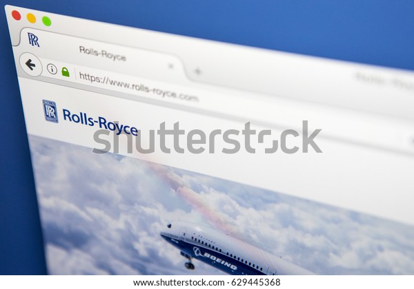LONDON, UK - APRIL 27TH 2017: The\
homepage of the official website for Rolls Royce, the luxury car\
and aero engine manufacturing business, on 27th April\
2017.