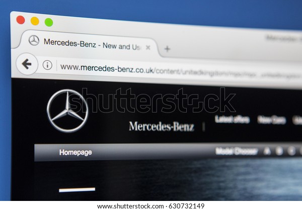 LONDON, UK\
- APRIL 28TH 2017: The homepage of the official website for the\
Mercedes-Benz, the automobile manufacturer and division of the\
German company Daimler AG, on 28th April\
2017.
