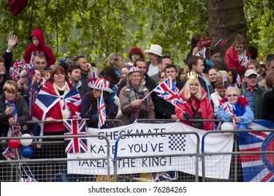 LONDON, UK - APRIL 29: The Crowd At Prince William And Kate Middleton Wedding, April 29, 2011 In London, United Kingdom