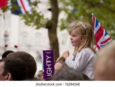 LONDON, UK - APRIL 29: A Young Unidentified Girl At Prince William And Kate Middleton Wedding, April 29, 2011 In London, United Kingdom