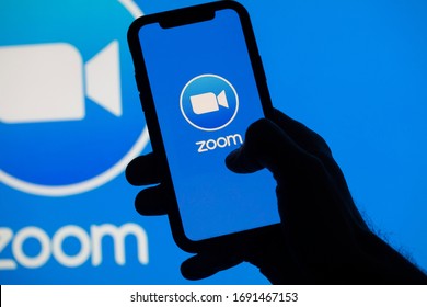 LONDON, UK - April 2nd 2020: Popular Zoom Video Conference App Icon On A Mobile Device