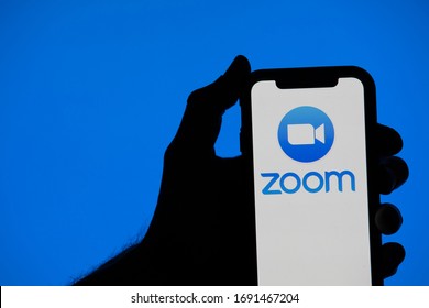 LONDON, UK - April 2nd 2020: Popular Zoom Video Conference App Icon On A Mobile Device