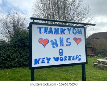 LONDON, UK - April 4th 2020: Thank You NHS Healthcare Hand Drawn Message