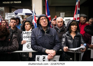 London, UK. April 8 2018. Protestors Campaigning Against Anti Semitism In The UK Labour Party Outside Labour Party HQ At Southside, Victoria Street, London. 