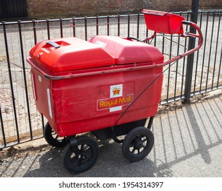 London, UK - April 8th 2021: A Royal Mail Post Delivery Trolley In London, UK.