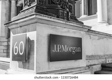 London / UK - AUG 05 2018: Number 60, J.P.Morgan 