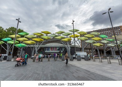 LONDON, UK - AUG 25, 2015: Stratford Centre is a shopping Mall in Stratford, London, United Kingdom. It was built by Ravenseft Properties Limited, and opened in 1974.