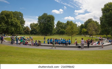 LONDON, UK - AUGUST 14, 2014: - Hyde Park In The Enter Of London, Nature Island In The Middle Of Busy Capital 