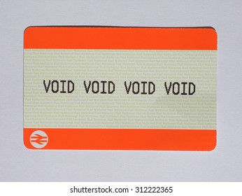 LONDON, UK - AUGUST 19, 2015: Void Void Void Void Blank Train Ticket Of The National Railways