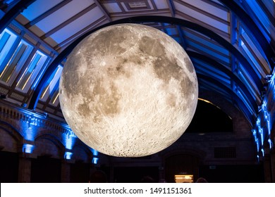 London, U.K. August 22, 2019 - The Earth Video Display In Science Museum In London. Travel.