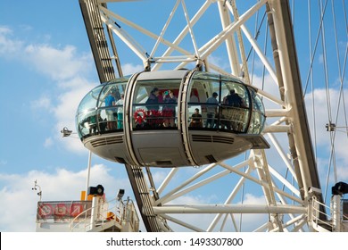 London, U.K., August 22 2019 -London Eye Cabin Of A Wheel In London