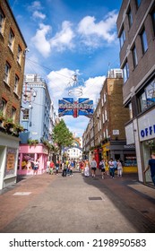 London, UK - August 23, 2022: Carnaby Street London, A Famous Shopping Street In Soho, In Summer.