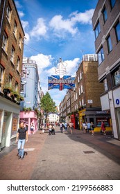 London, UK - August 23, 2022: Carnaby Street London, A Famous Shopping Street In Soho, In Summer.