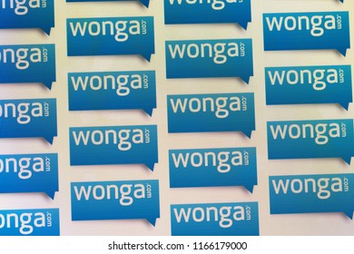 LONDON, UK - AUGUST 28th 2018: Wonga Payday Lender Logo On A Computer Screen. Wonga Is A Payday Loan Company Offering Short-term, High-cost Credit.