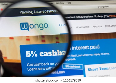 LONDON, UK - AUGUST 28th 2018: Wonga Payday Lender Logo On A Computer Screen. Wonga Is A Payday Loan Company Offering Short-term, High-cost Credit.