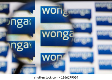 LONDON, UK - AUGUST 28th 2018: Wonga Payday Lender Logo On A Computer Screen. Wonga Is A Payday Loan Company Offering Short-term, High-cost Credit.