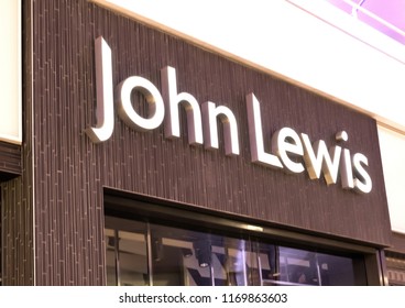 LONDON, UK - AUGUST 31, 2018: John Lewis Logo On Display In Luxury Fashion Store.