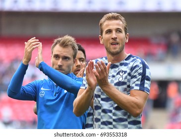 LONDON, UK - AUGUST 5, 2017: Christian Eriksen And Harry Kane Pictured Prior To The 2017/18 Preseason Friendly Between Tottenham And Juventus At Wembley Stadium.