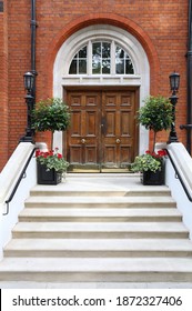 London, UK - Beautiful Wooden Front Door In Holborn District.