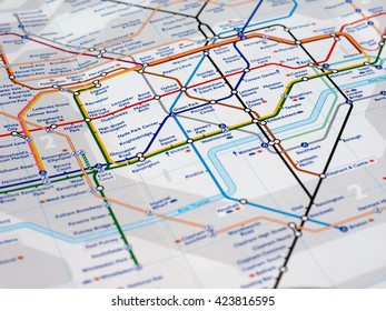 london uk circa april 2016 detail of the tube map with selective focus
