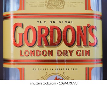 LONDON, UK - CIRCA FEBRUARY 2018: Bottle of Gordon London Dry Gin alcoholic drink