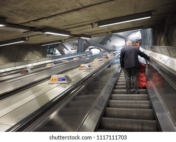 LONDON, UK - CIRCA JUNE 2018: Westminster Tube Station