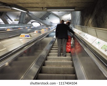 LONDON, UK - CIRCA JUNE 2018: Westminster Tube Station