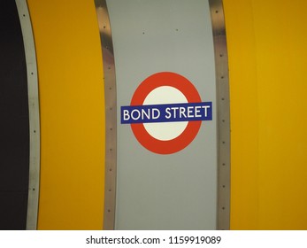 LONDON, UK - CIRCA JUNE 2018: Bond Street Tube Station Roundel