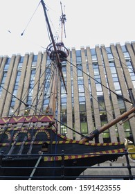 LONDON, UK - CIRCA NOVEMBER 2019: Golden Hinde, Replica Of Francis Drake Ship