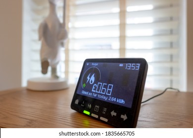 London, UK - Circa October 2020: Shallow Focus Of A Dusty Digital Smart Meter Showing The Amount Of Used Electricity. Seen In The Living Room Of A Private House.