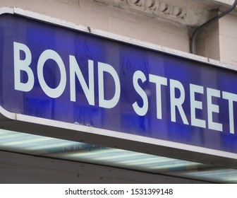 LONDON, UK - CIRCA SEPTEMBER 2019: Bond Street Tube Station Sign