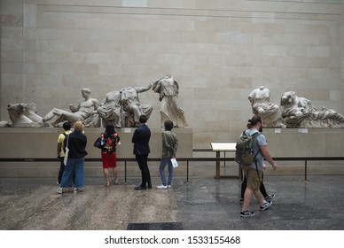 LONDON, UK - CIRCA SEPTEMBER 2019: Parthenon Sculptures At The British Museum