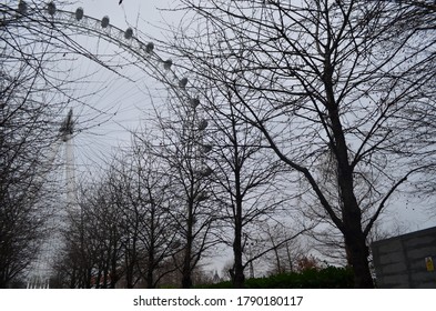 London, UK - Dec 24th 2018: London Eye In A Winter Landscape